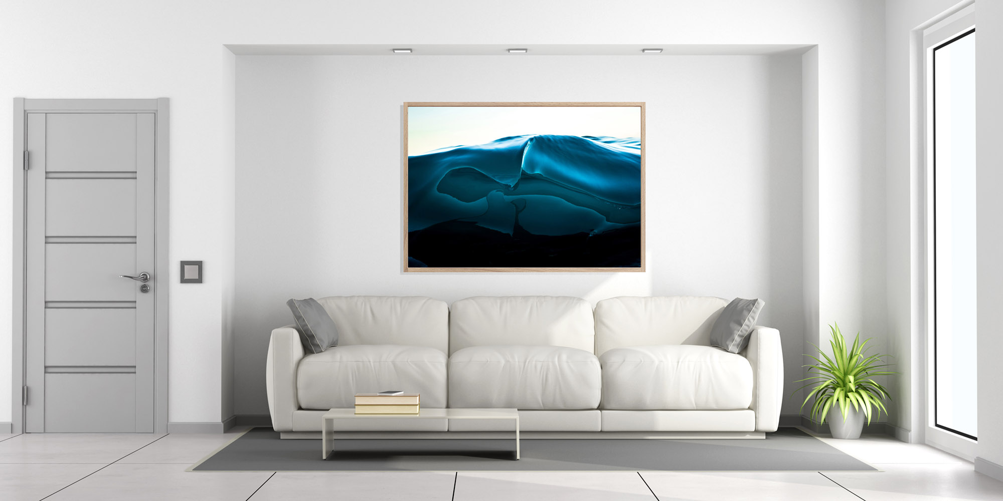 White sofa in a living room